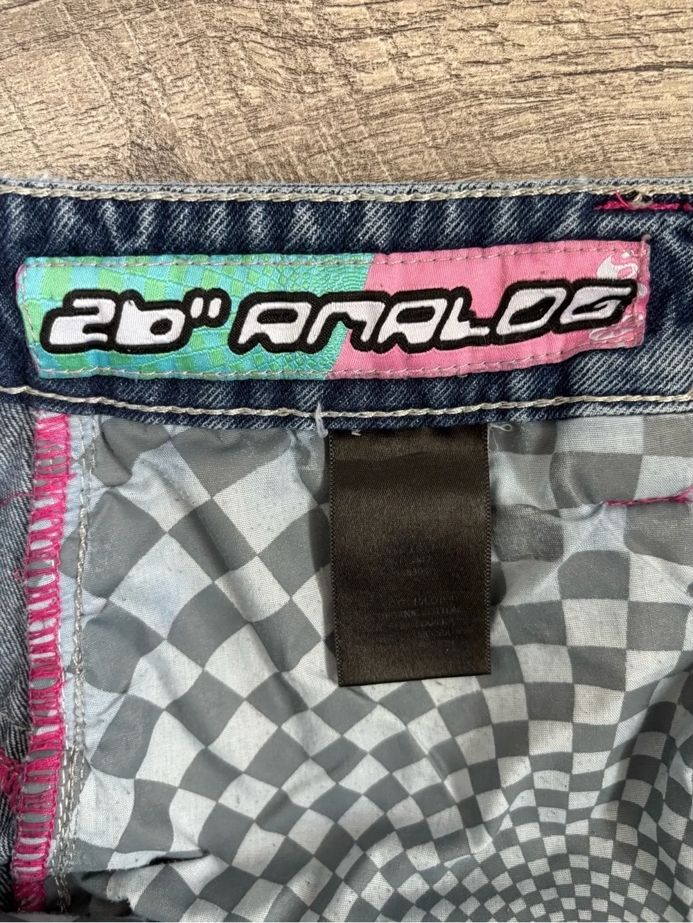 2b Analog Baggy Denim Jorts Shorts Size 2 / S Embroidered Stars Cyber Y2K Rave